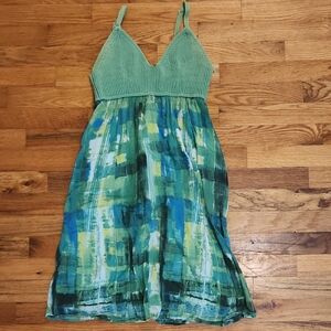 United Colors Of Benetton Green and Blue Midi Dress
